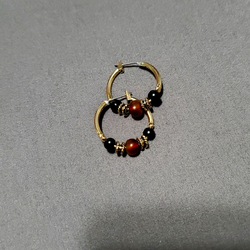 Gold Tone - Bohemian Style - Small Hoop Fashionable Earrings.